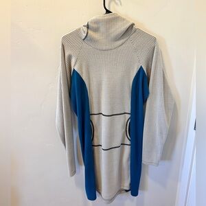 Melanzana Women's Dress in Cream and Blue